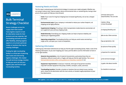 Bulk Terminal Strategy Checklist